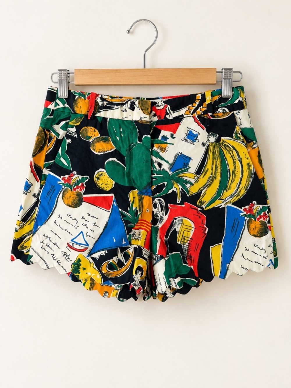 J.Crew Fruit Print Cotton Shorts Women’s Size 0 Colorful Tropical Novelty Print
